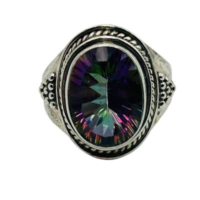 Sale Photo Thumbnail #308: Sterling Mystic Topaz Ring Sz 8