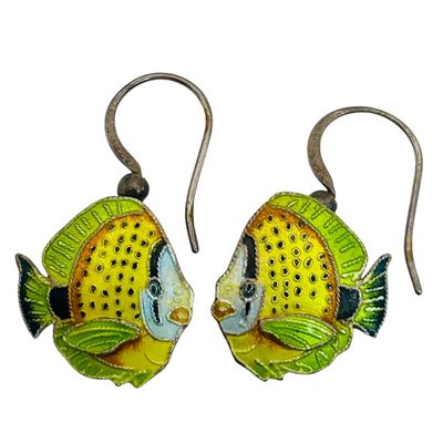 Sale Photo Thumbnail #7: Sterling Inlay Fish Earrings