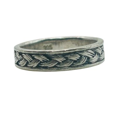 Sale Photo Thumbnail #206: Sterling Wheat Detail Ring Sz 8