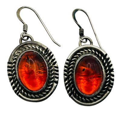 Sale Photo Thumbnail #54: Southwest Sterling Amber Earrings