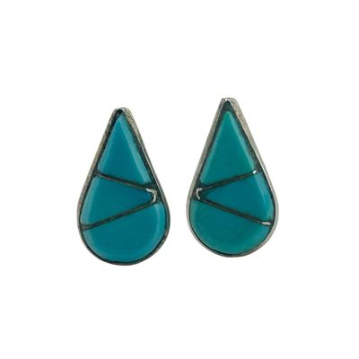 Sale Photo Thumbnail #128: Southwest Sterling Turquoise Teardrop Earrings