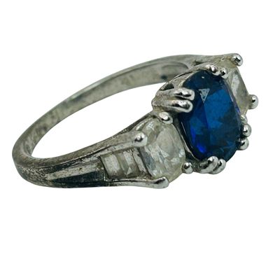 Sale Photo Thumbnail #159: Sterling Sapphire Topaz Ring Sz 7