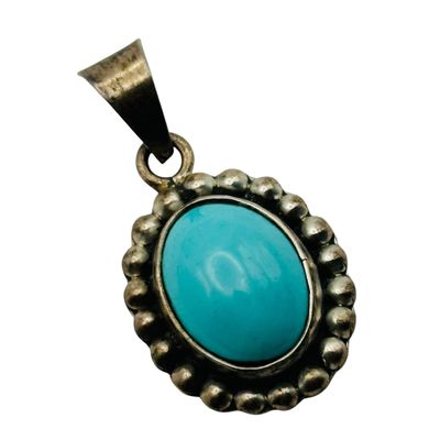 Sale Photo Thumbnail #418: Sterling Turquoise Oval Pendant