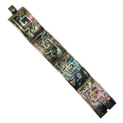 Sale Photo Thumbnail #118: Signed Mexico Sterling Abalone Bracelet