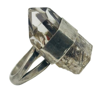 Sale Photo Thumbnail #387: Sterling Quartz Ring Sz 9