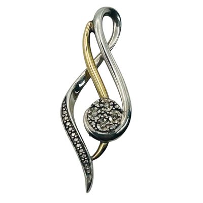 Sale Photo Thumbnail #103: Sterling 10k Diamond Music Note Pendant