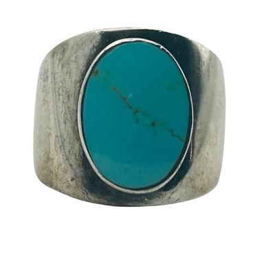 Sale Photo Thumbnail #123: Mexico Sterling Turquoise Ring Sz 5