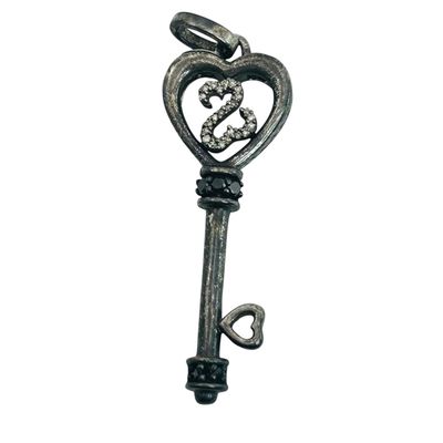 Sale Photo Thumbnail #292: Signed Sterling Diamond Key Pendant