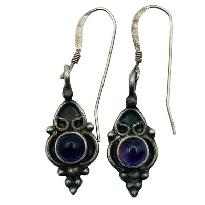 Sale Photo Thumbnail #161: Sterling Amethyst Hook Back Earrings