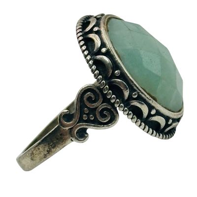 Sale Photo Thumbnail #435: Sterling Jade Ring Sz 6