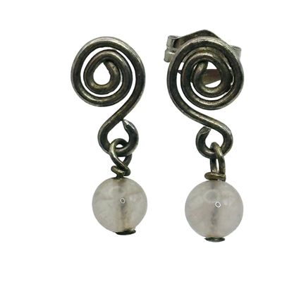 Sale Photo Thumbnail #427: Sterling Pink Quartz Swirl Earrings