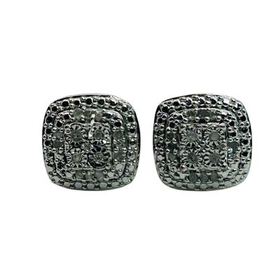 Sale Photo Thumbnail #6: Sterling Diamond Earrings