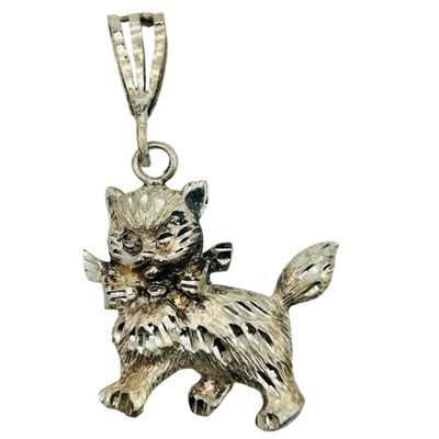 Sale Photo Thumbnail #269: Sterling Cat Textured Pendant