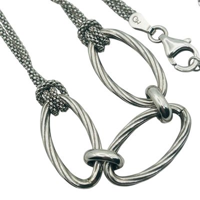 Sale Photo Thumbnail #218: Signed Italy Sterling Popcorn Chain Necklace