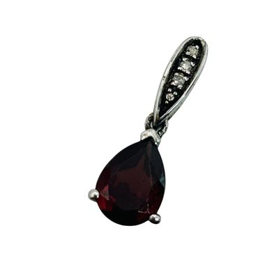 Sale Photo Thumbnail #244: Sterling Garnet Diamond Pendant