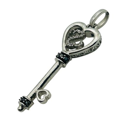 Sale Photo Thumbnail #197: Signed Sterling Diamond Key Pendant