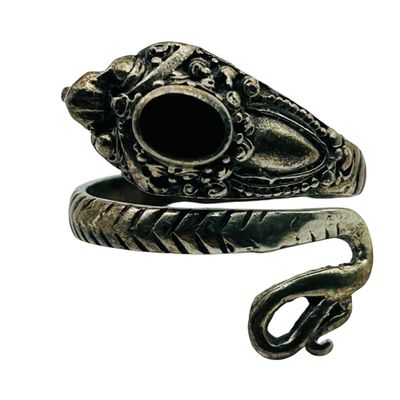 Sale Photo Thumbnail #286: Sterling Onyx Dragon Wrap Adjustable Ring