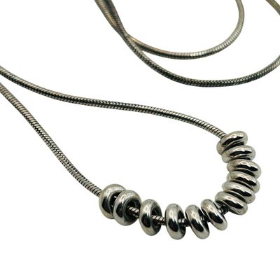 Sale Photo Thumbnail #84: Italy Sterling Round Snake Beaded Chain Necklace