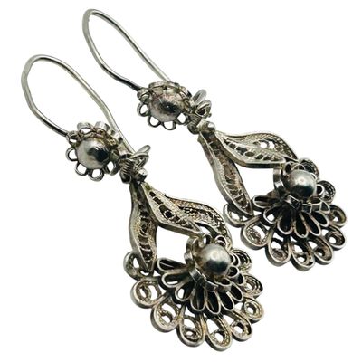 Sale Photo Thumbnail #13: Sterling Filigree Flower Earrings