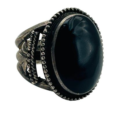 Sale Photo Thumbnail #46: Sterling Onyx Ring Sz 10