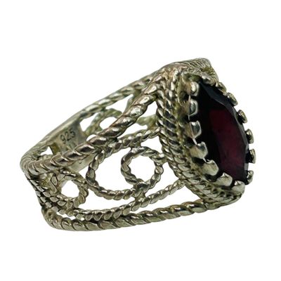 Sale Photo Thumbnail #42: Signed Sterling Garnet Ring Sz 6