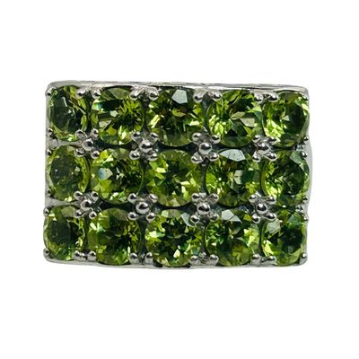 Sale Photo Thumbnail #94: Signed Sterling Peridot Cluster Ring Sz 7