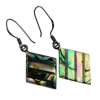 Sale Photo Thumbnail #319: Sterling Abalone Dangle Earrings