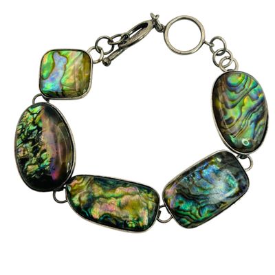 Sale Photo Thumbnail #58: Signed Sterling Abalone Toggle Clasp Bracelet