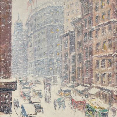 Guy Wiggins "Down the Avenue Winter 1927" Painting