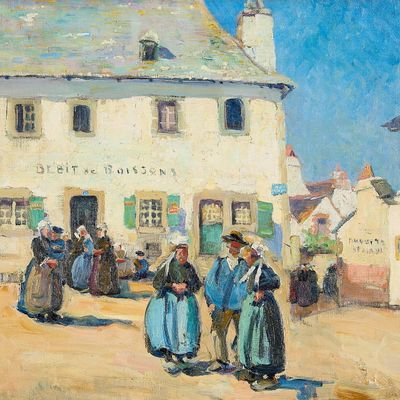 Jane Peterson "Brittany Village" Oil on Canvas