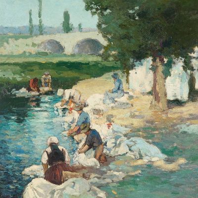 George E. Browne "Scene in Provence" Painting