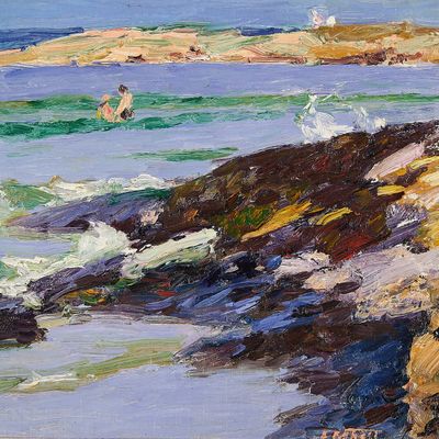 Edward Henry Potthast "Rocks at Low Tide" Painting