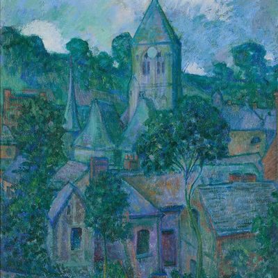Theodore E. Butler "Veules-les-Roses at Night" Oil