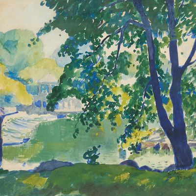 Thomas Hart Benton "Central Park" Watercolor