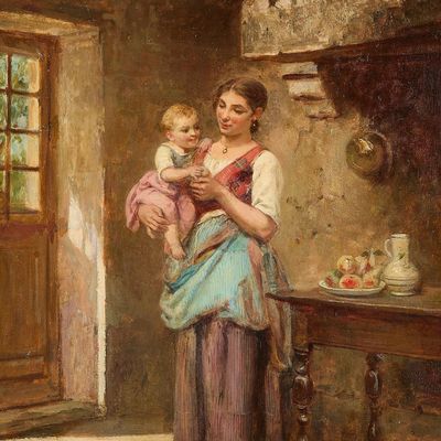 Leon Emile Caille "Mother's Darling" Painting