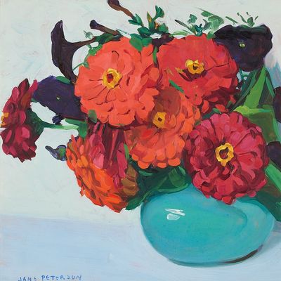 Jane Peterson "Zinnias" Still Life Painting