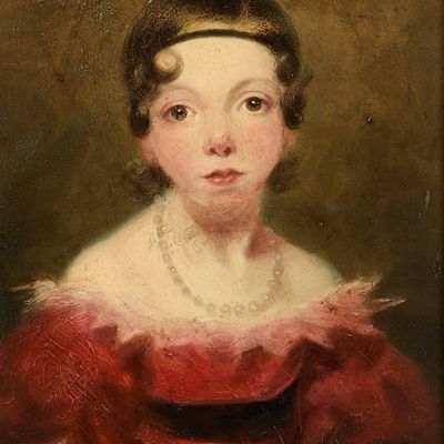 Portrait of a Girl in a Red Dress Oil Painting