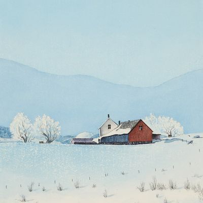 Frank Kofron Winter Landscape Watercolor 1972