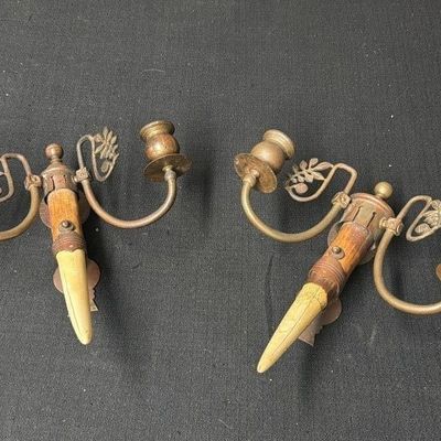 Antique Bronze Double Arm Candle Sconces Walrus