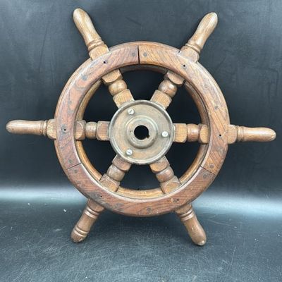 Vintage Wooden Ships Steering Wheel