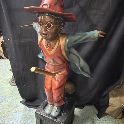 Bronze Little Wizard on Broom Statue