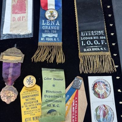 Antique Fraternal Organization Ribbons and Badges