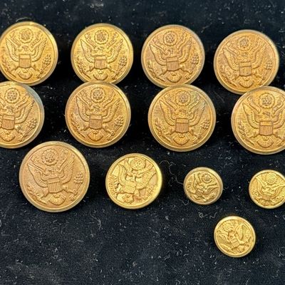 Vintage Brass Eagle Military Buttons