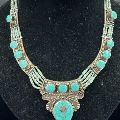 Native American Silver Statement Necklace