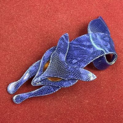 Lea Stein Blue Patterned Fox Brooch