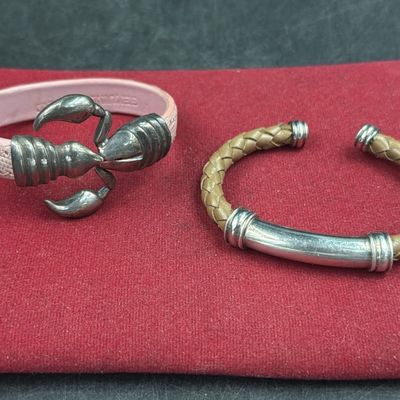 Sterling and Leather Cuff Bracelets