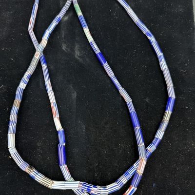 Venetian African Blue Chevron Trade Bead Necklaces