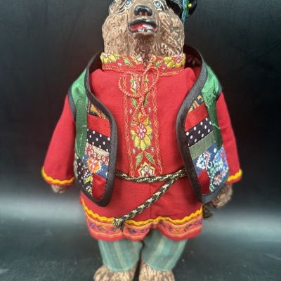Vintage Russian Folk Art Bear Doll