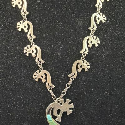 Southwestern  Sterling Kachina Dancer Necklace