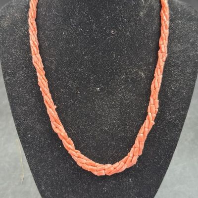 Beautiful Angel Skin Twisted Coral Necklace.